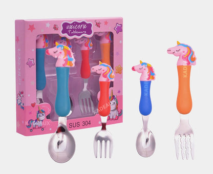 Peppa Pig/ Unicorn Cutlery Set (Set of 4) for Kids – Steel with Character Motifs