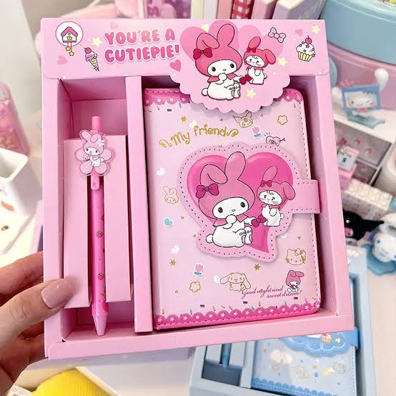Kawaii Sanrio My Melody Theme Planner Diary Gift Set with Cute Pen – Colourful Character Stationery for Kids & Teens