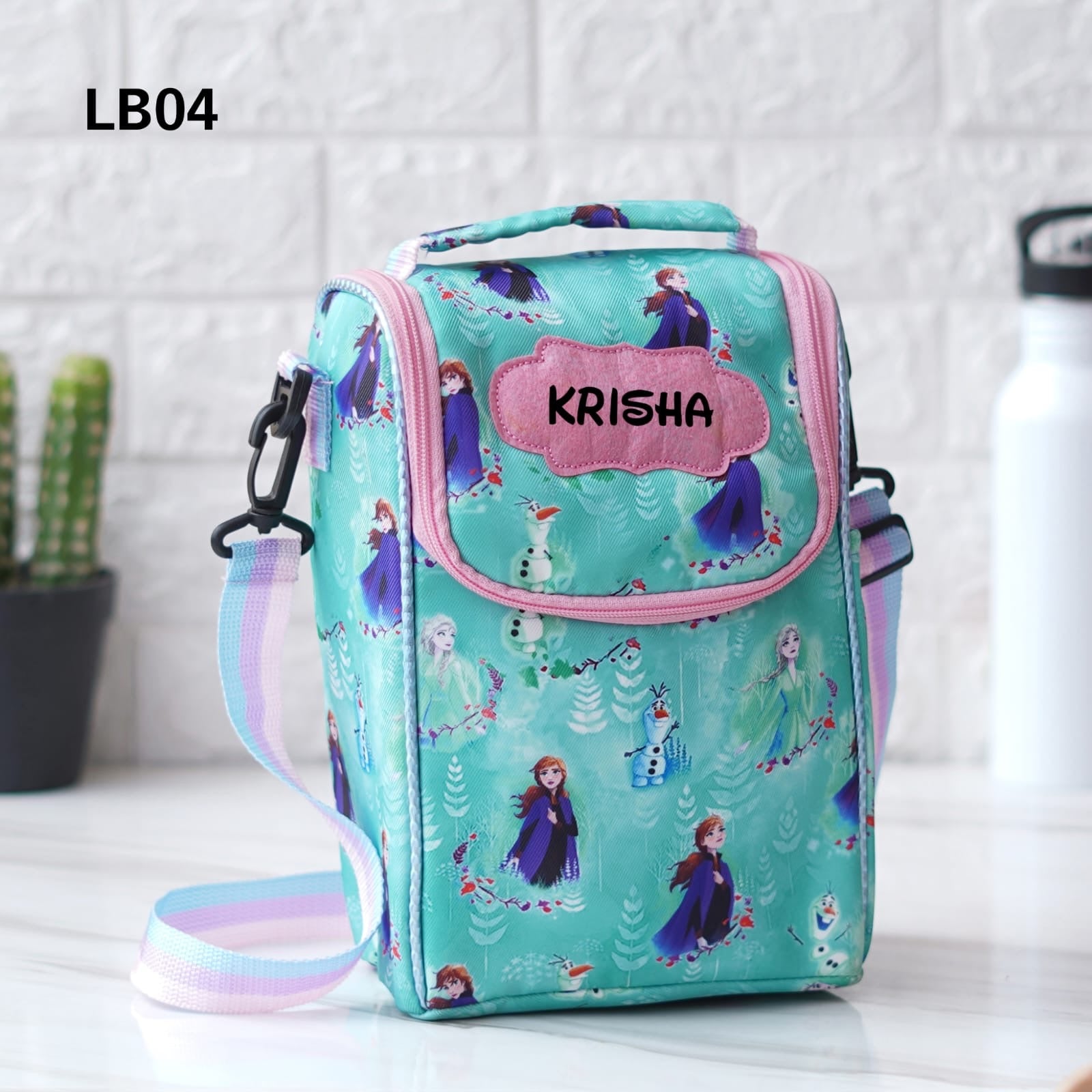 Personalized Quirky Lunch Bag with Bottle Holder Back Zip for Kids  Adults– Buy Online in India Frozen Fantasy Blue LB04