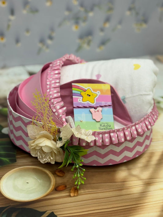Baby’s First Rakhi Hamper – Romper, Blanket, Cap Set & Delicate Rakhi (Optional Cradle Upgrade)