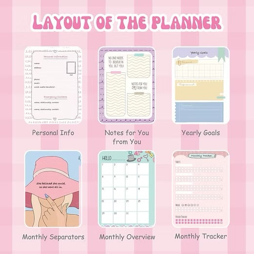 2026 Planner Combo Set – Diary, Weekly Planner, Desk Calendar,  Sticker Book & Bookmark | Cute Organiser Gift Set for Kids, Teens & Stationery Lovers India