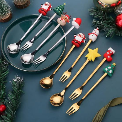 Christmas Special Stainless Steel Cutlery Set in Elegant Gift Box (Set of 2)