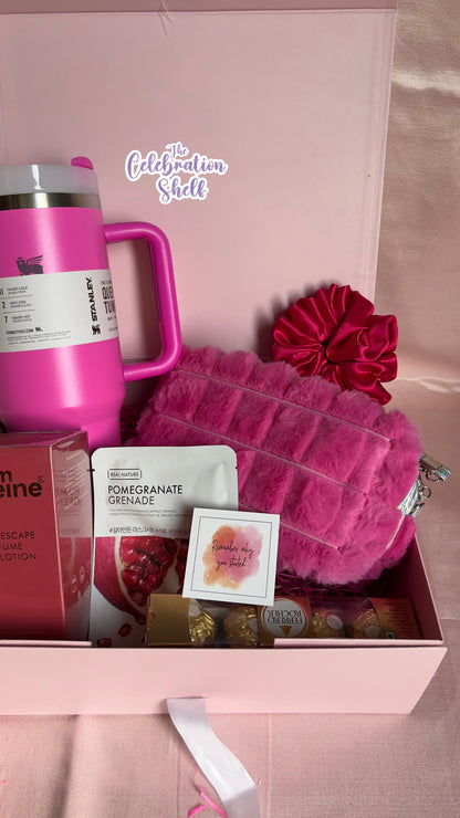 Hot Pink Luxe Hydration Hamper – Bold & Glam Gifting for Her | Rakhi, Bridesmaids, Birthdays