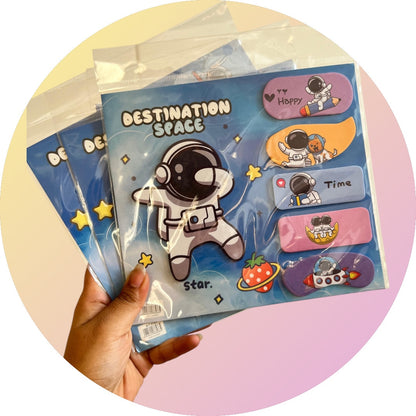 🚀 Destination Space Sticky Note Pad with Page Markers – Pocket Size | Fancy Stationery for Kids