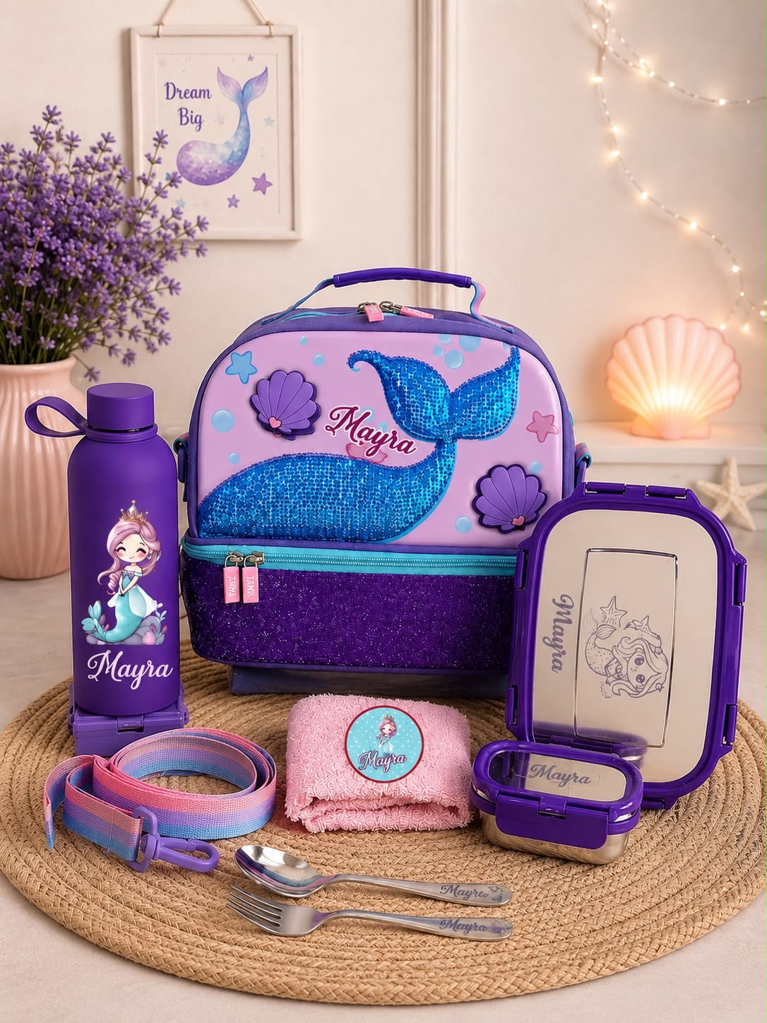 SHM- 002 Personalized School Essentials Gift Hamper with Rakhi | Custom Lunch Bag, Bottle, Lunch Box & Napkin | Raksha Bandhan 2026