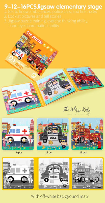 New Magnetic 3-in-1 Puzzles Book – Animal, Vehicle, Ocean, Car Theme