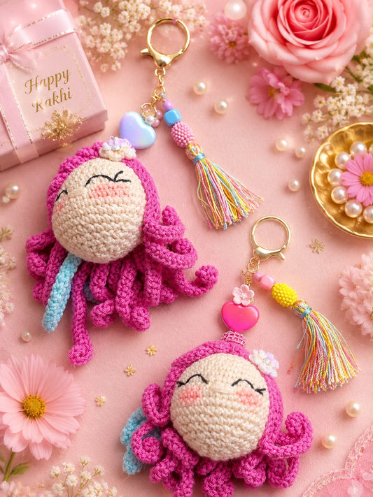 Hand Crochet Keychain Lumba for Girls | Reusable Bag Charm & Keychain Lumba | Kids Rakhi 2026