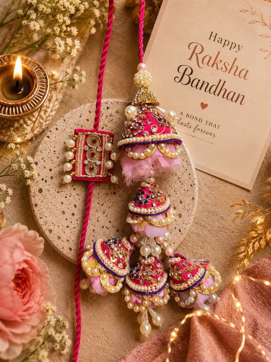 Heavy Handmade 5-Piece Lumba Rakhi Set | Premium Designer Bhaiya Bhabhi Rakhi | Luxury Rakhi 2026