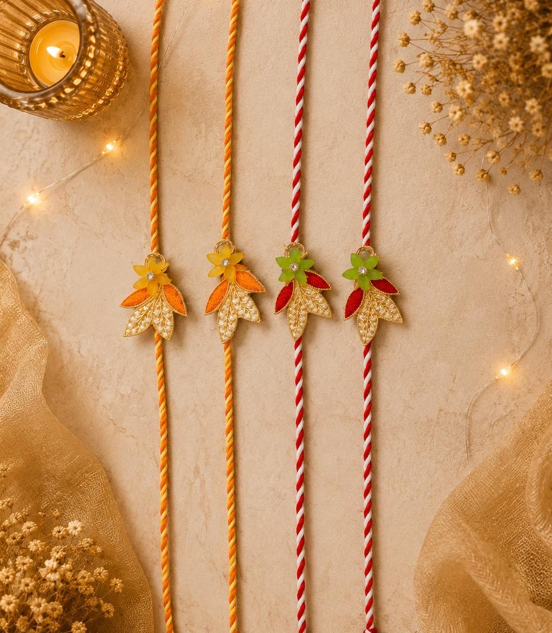 Minimal Traditional Rakhi for Brother & Gopal Ji | Floral Handmade Rakhi | Simple Festive Rakhi