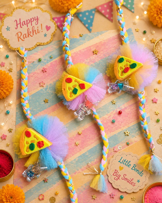 Pizza Lover Kids Rakhi | Reusable Pizza Eraser Rakhi for Boys & Girls | Cute Handmade Kids Rakhi 2026