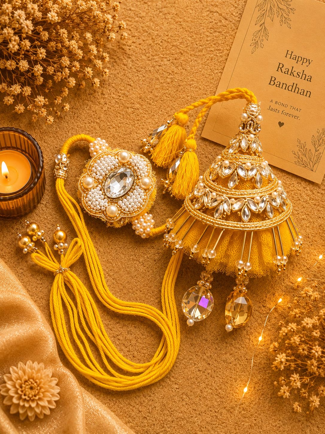 Premium Heavy Gota Lumba Rakhi Set | Traditional Crystal Rakhi for Bhai Bhabhi | Luxury Rakhi Set 2026
