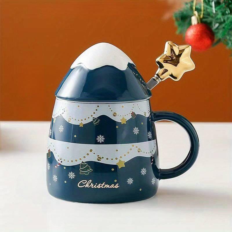 Christmas Special Oval Ceramic Mug with Star Spoon