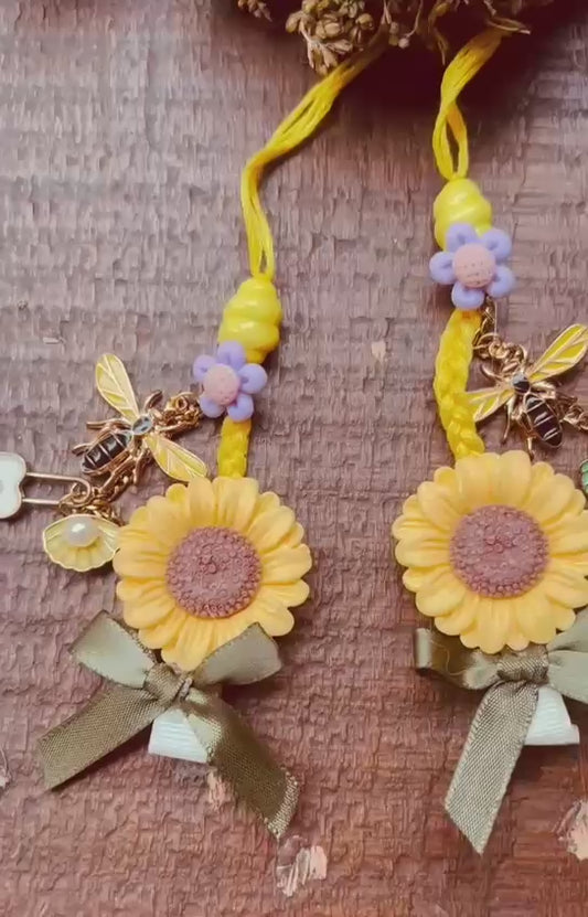 KN-10 Sunflower Bloom Reusable Hair Clip Lumba Rakhi – Bright & Cheerful Gift for Girls