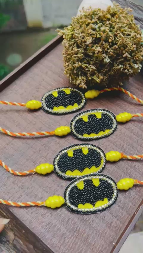 KN-1 Hand-Embroidered Batman Rakhi – Superhero Raksha Bandhan Special