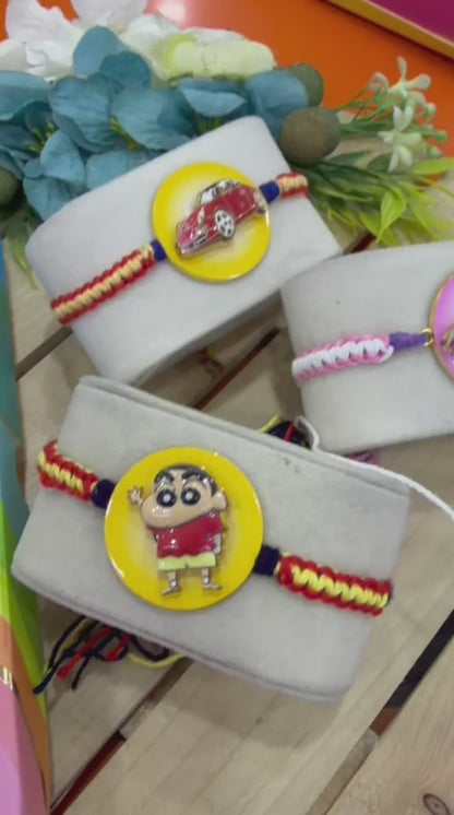 SK- 07 Premium Kids Spinner Rakhi Gift Box | Spider Hero, Captain Hero, Shinchan, Red Car & Unicorn | Raksha Bandhan 2026