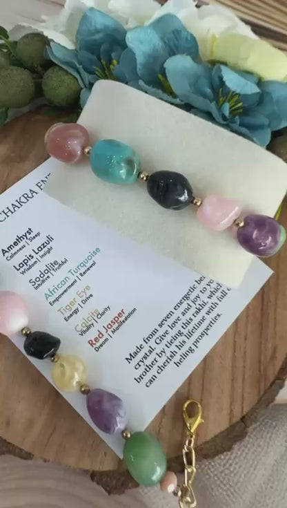 L-01  ✨ Premium 7 Chakras Stone Rakhi Bracelet for Brother – Reusable Spiritual Rakhi for Raksha Bandhan 2025