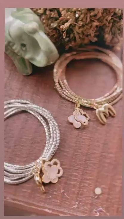N-22 Van Cleef-Inspired Anti-Tarnish Pendant Bracelet with Rhinestone & Alphabet Charms – Classy Rakhi for Bhabhi