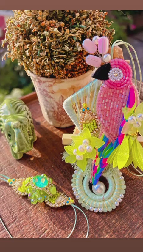 N-23 Pretty Bird Beaded Rakhi Lumba Set – Bhai Bhabhi Rakhi Combo with Pastel Beads & Charm