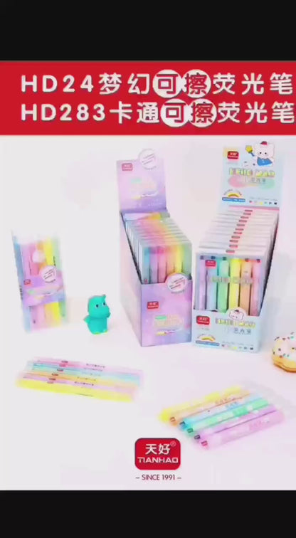 Dual Tip Erasable Markers/Highlighters (Set of 6) 🌈